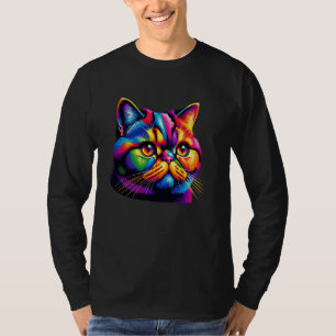 Färgbestruket poppkonst Exotic Shorthair Shorthar- T Shirt