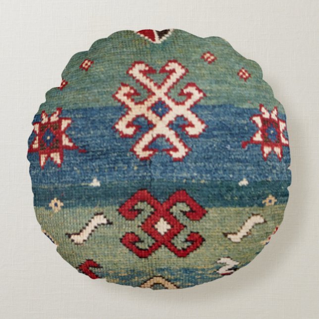 Färgbestruket stål Blå Ljust grönt kontrollerbart  Rund Kudde (Framsidan)