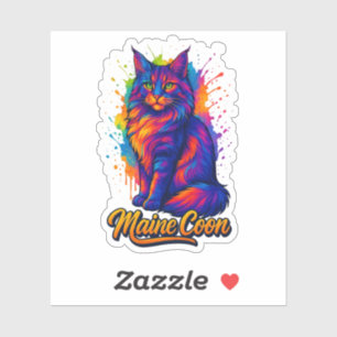 Färgbestruktion av maine Coon Pop Art Colorful Cat Klistermärken