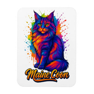 Färgbestruktion av maine Coon Pop Art Colorful Cat Magnet