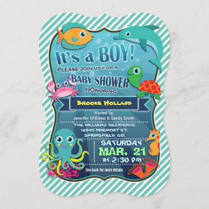 Färgbevattning; inbjudningar till pojkbabyskor