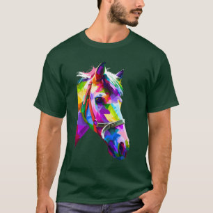 Färgbevuxen häst i popkonsten för geometriska m t shirt