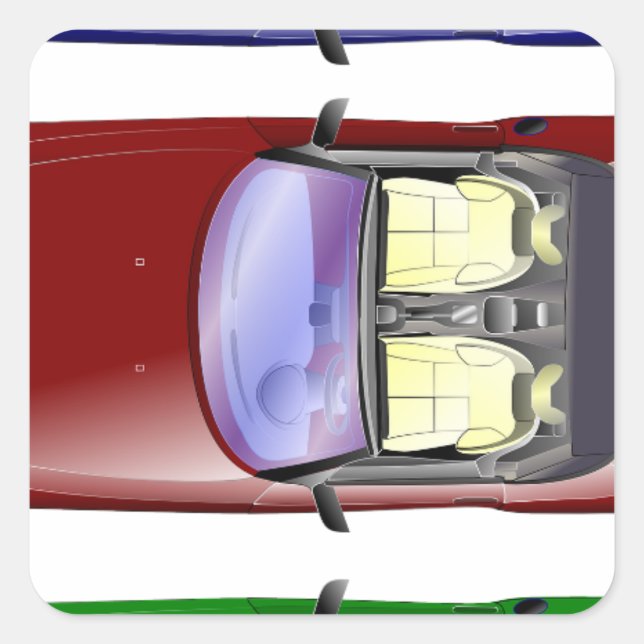 Färgbilar Fyrkantigt Klistermärke (Framsida)