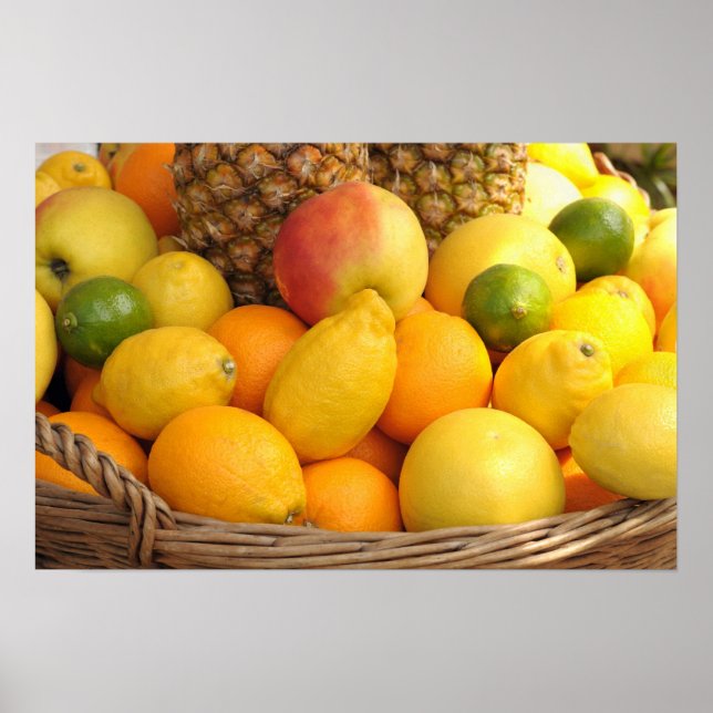 Färgbild av basket med frukt poster (Framsidan)
