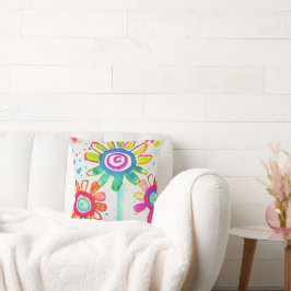 Färgbildande blommigt i Cute Nursery Art Kudde