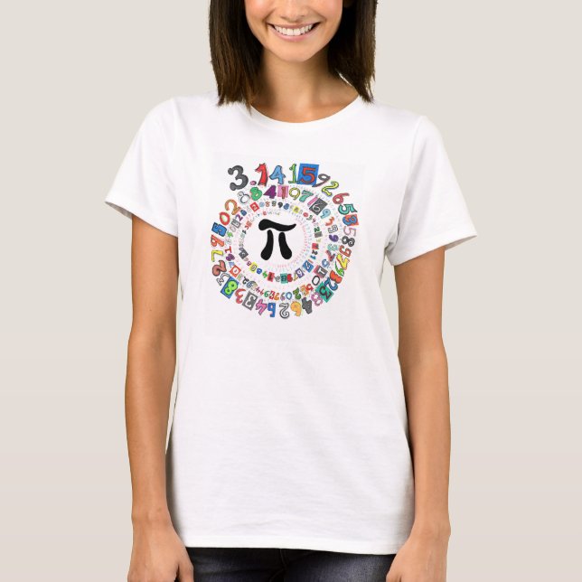Färgbildande spiral av Pi-siffrorna Tee Shirt (Framsida)