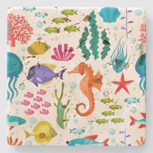 Färgbildande tropiska livsillustration för ljus underlägg sten