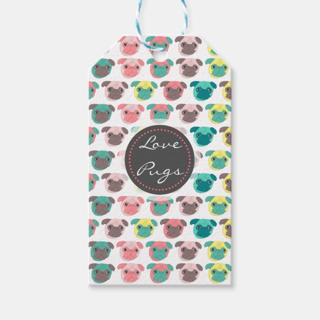 Färgbilder av "Kärlek Pugs" som är bra Presentetikett (Framsidan)