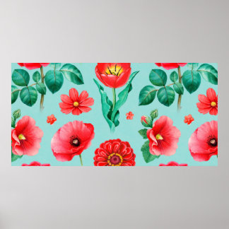 Färgbilder av röda blommor. Sömlös Poster