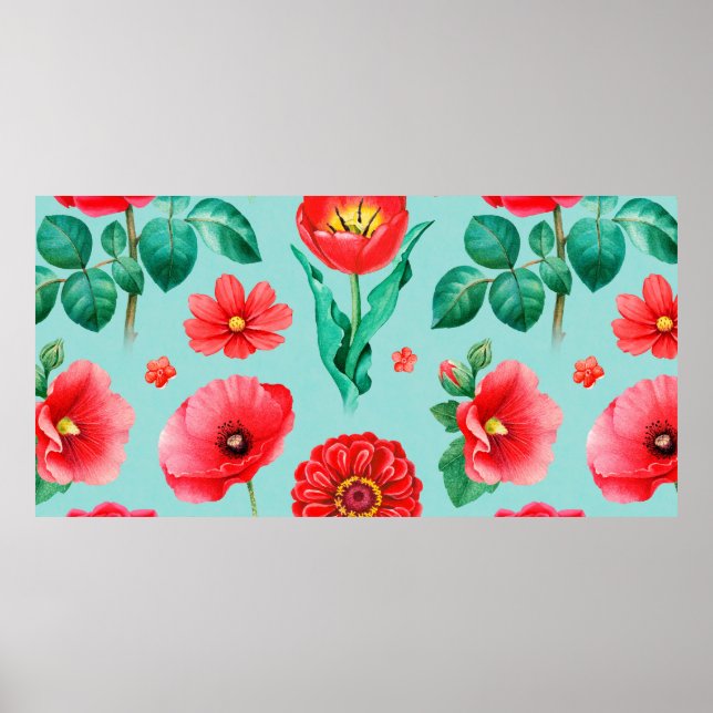 Färgbilder av röda blommor. Sömlös Poster (Framsidan)
