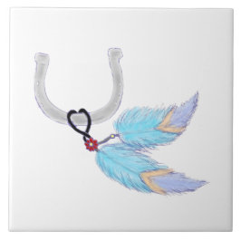 Färgblå fjädrar Horseshoe Tile Kakelplatta