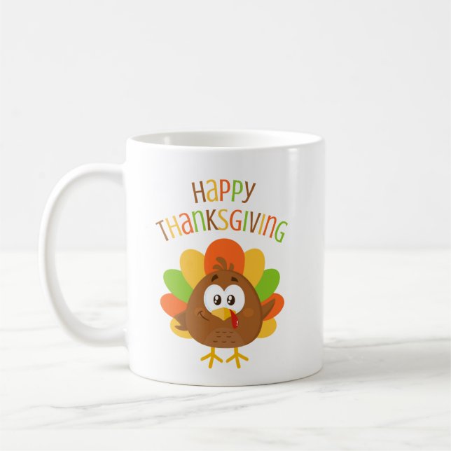 Färgbläck Turkiet Fall Happy thanksgiving Kaffemugg (Vänster)
