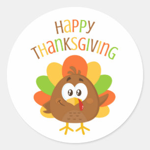 Färgbläck Turkiet Fall Happy thanksgiving Runt Klistermärke