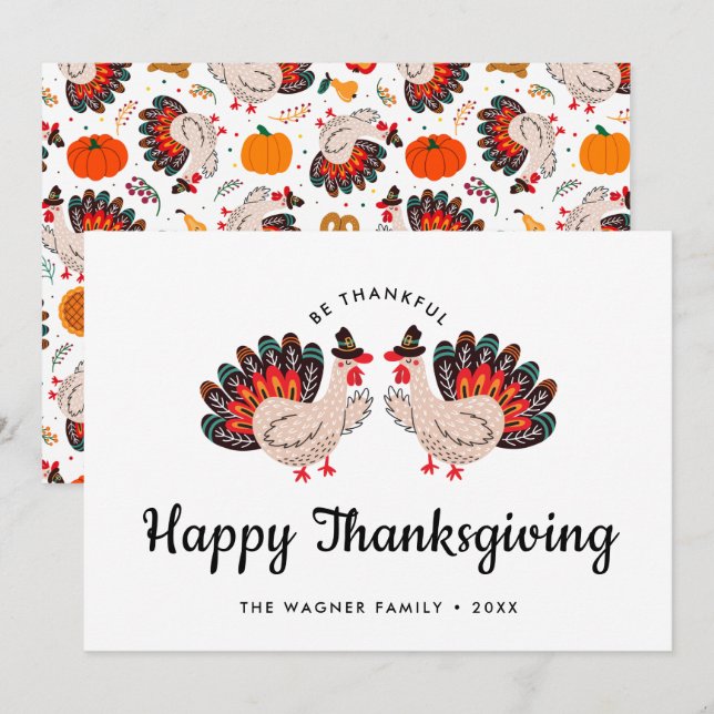 Färgbläck Turkiet Happy thanksgiving Julkort (Fram/baksida)