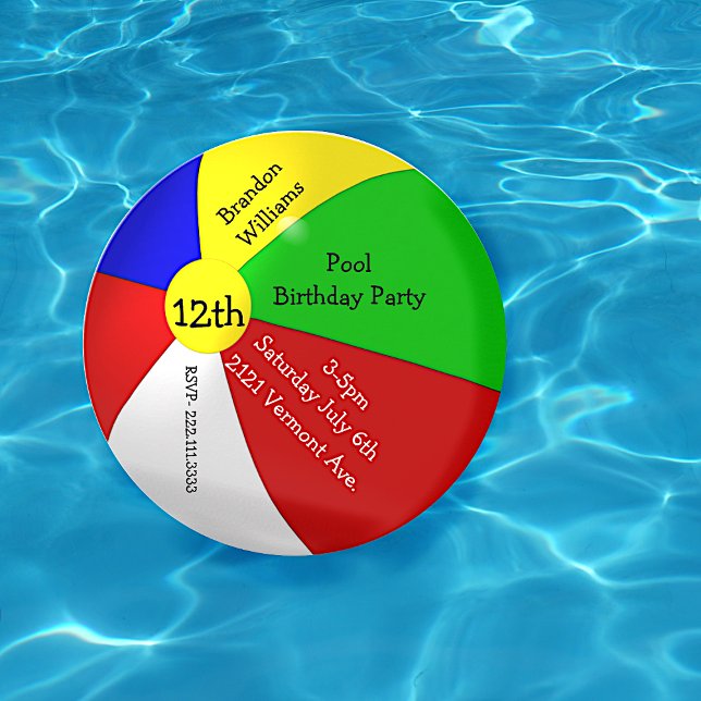 Färgbläckfisk Boll Födelsedagsfest inbjudan (Skapare uppladdad)