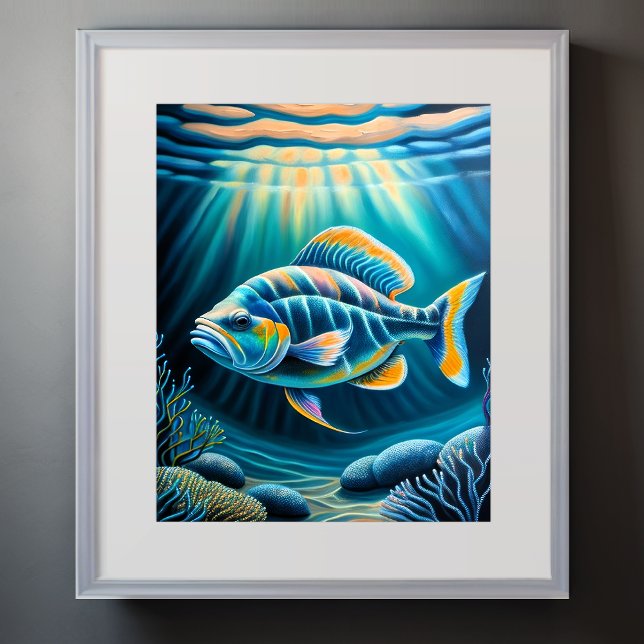 Färgbläckfisk, Teckning, fisk III Poster (Skapare uppladdad)