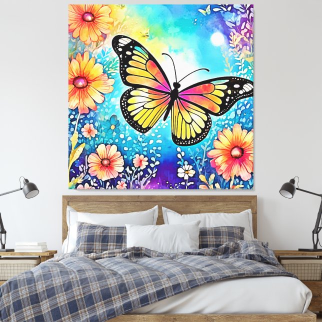 Färgbläckfiskvydesign Canvastryck (Insitu (sovrum))