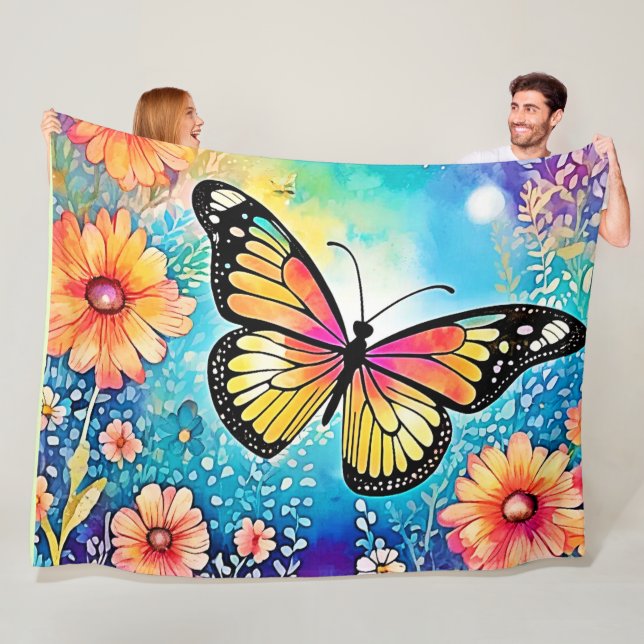 Färgbläckfiskvydesign Fleecefilt (På plats)