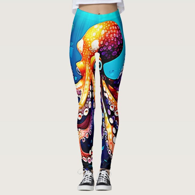 Färgbläckfiskvydesign Leggings (Framsida)