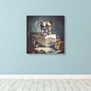 Färgbladet Cute Hund Wearing Glass Canvastryck