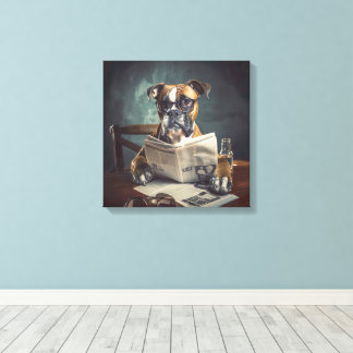 Färgbladet Cute Hund Wearing Glass Canvastryck