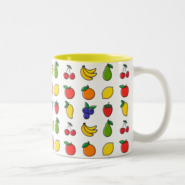 Färgblandad frukt Mönster 2-tonkaffe Mugg (Höger)