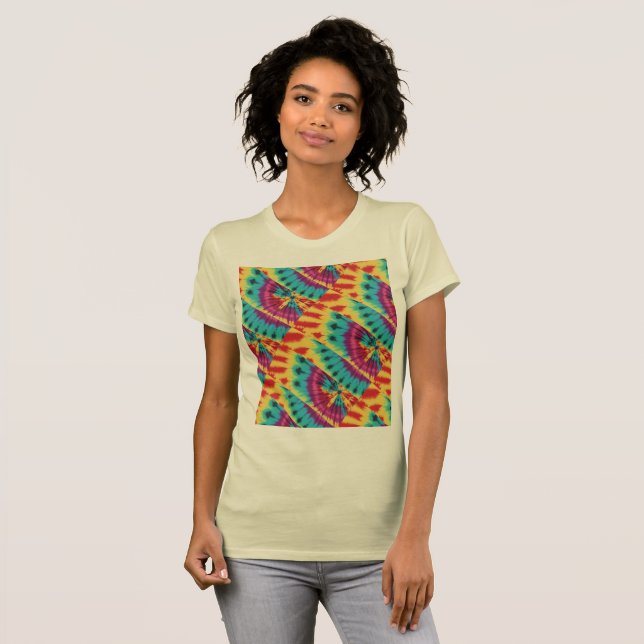 Färgblandad turkos vid Lila av Gult T Shirt (Hel framsida)