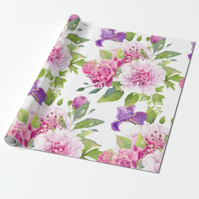 Färgblandningar av blommor bouquet Peony & Lily Presentpapper (Utrullad)