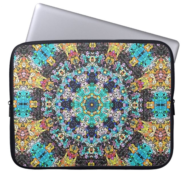 Färgblänga Mandala Laptop Sleeve (Framsidan)