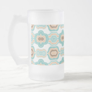 Färgblått/bebrunt medallion frostat ölglas