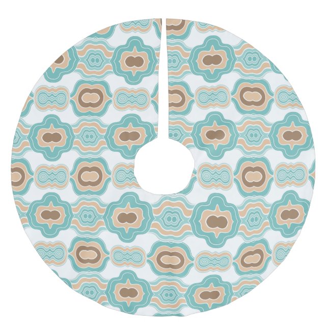 Färgblått/bebrunt medallion julgransmatta borstad polyester (Framsidan)