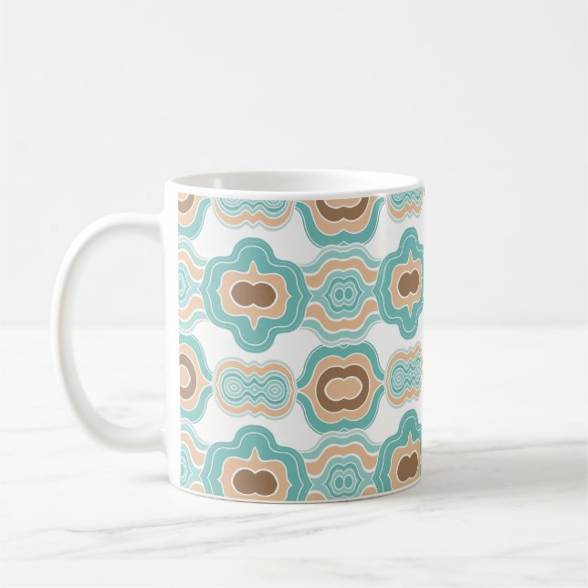Färgblått/bebrunt medallion kaffemugg (Vänster)