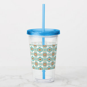 Färgblått/bebrunt medallion take away mugg