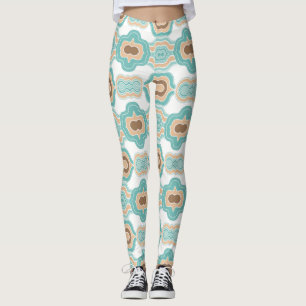 Färgblått/brunt medallion leggings