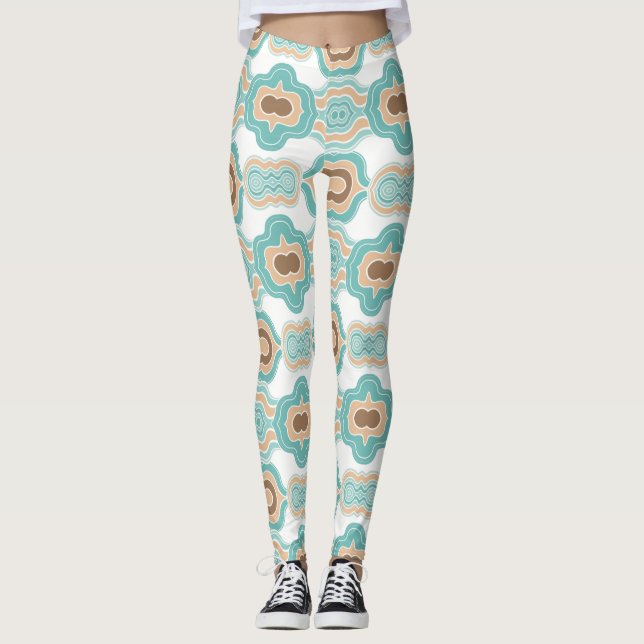 Färgblått/brunt medallion leggings (Framsida)