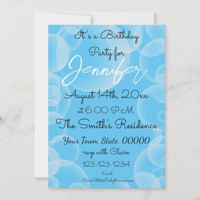 Färgblått Bubble Blast Birthday Card Inbjudningar (Framsida)
