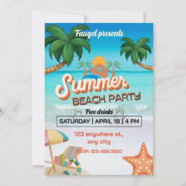 Färgblått och brunt sommarstrupe Party Poster Inbjudningar