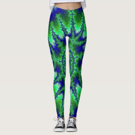 Färgblått och Grönt Fractal Leggings