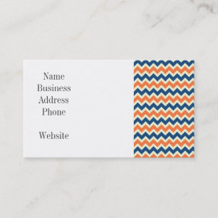 Färgblått och Orange Chevron Rand Zig Zags Visitkort