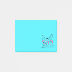 Färgblått och Rosa Hipster Kat Post-it Block