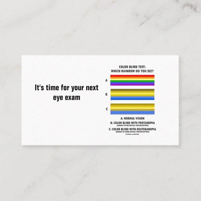 Färgblinden testar: Vilken regnbåge ser du? Vision Tidsbeställning Kort (Framsida)