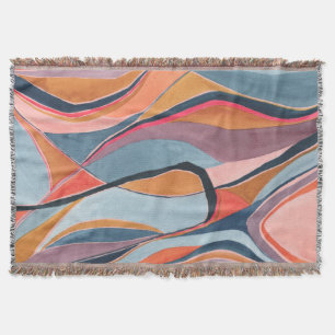 Färgblock Abstrakt Akvarell Konst Målning Filt