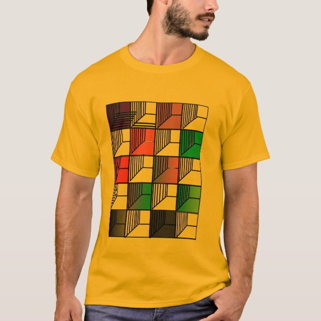 Färgblock Abstrakt Grafisk T-Shirt  (Framsida)