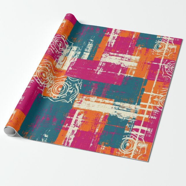 Färgblock Abstrakt Mid Century-mönster Presentpapper (Utrullad)