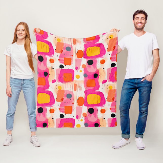 Färgblock Abstrakt Mönster Fleecefilt (På plats)