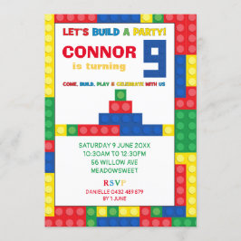 Färgblock Byggnad 9:e Födelsedagsfesten Inbjudningar