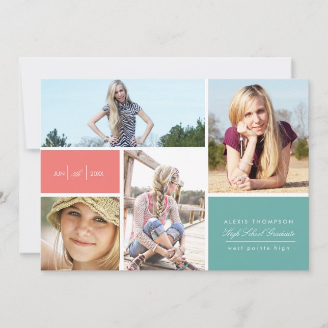 Färgblock examensannonsering av Origami Prints Meddelande (Framsida)