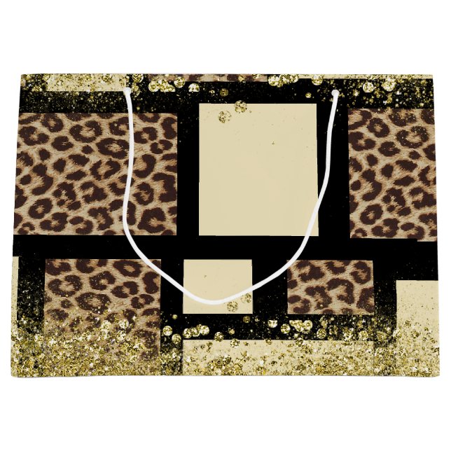 Färgblock Kräm Elfenben Svart & Leopard Gepard (Framsidan)