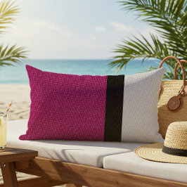 Färgblock Linne Se Fuchsia Svart Grå Utomhus Lumbarkudde