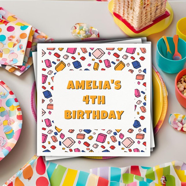 Färgblock Mönster Teckning Barns födelsedag Pappersservett (Skapare uppladdad)